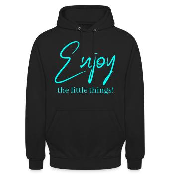 Enjoy the little things ! - Sweat-shirt à capuche unisexe - noir - Devant - Alina (178cm) & Michal (187cm)