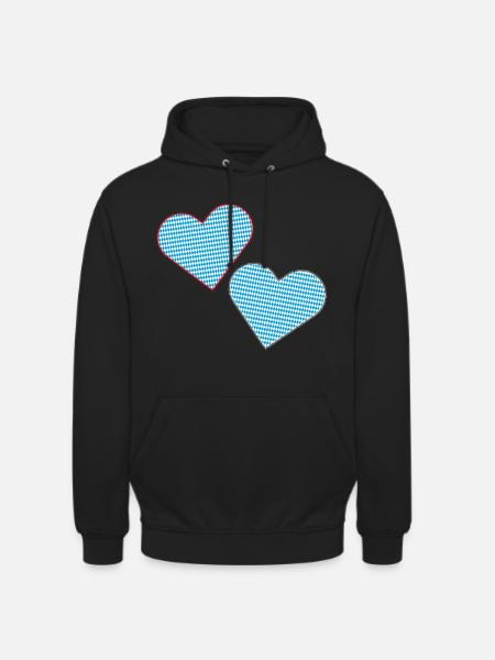 Bavarian hearts as patches. - Unisex Hoodie - black