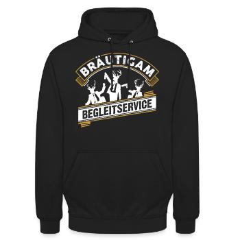 Bräutigam Junggesellenabschied JGA Begleitservice - Unisex Hoodie - Schwarz - Vorne - Alina (178cm) & Michal (187cm)