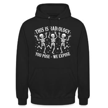 Radiologie Skelette Tanz Design - Unisex Hoodie - Schwarz - Vorne - Alina (178cm) & Michal (187cm)