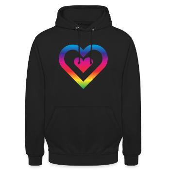 Cœur arc-en-ciel Homosexualité Amour LGBT - Sweat-shirt à capuche unisexe - noir - Devant - Alina (178cm) & Michal (187cm)