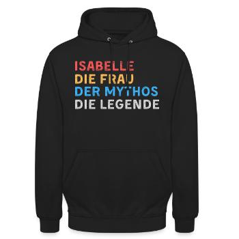 Isabelle Fau Mythos Legende - Unisex Hoodie - Schwarz - Vorne - Alina (178cm) & Michal (187cm)