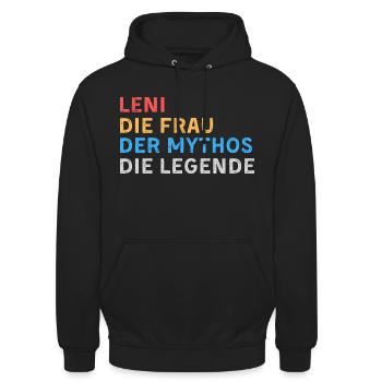Leni Fau Mythos Legende - Unisex Hoodie - Schwarz - Vorne - Alina (178cm) & Michal (187cm)