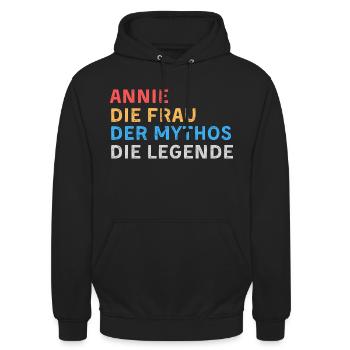 Annie Fau Mythos Legende - Unisex Hoodie - Schwarz - Vorne - Alina (178cm) & Michal (187cm)