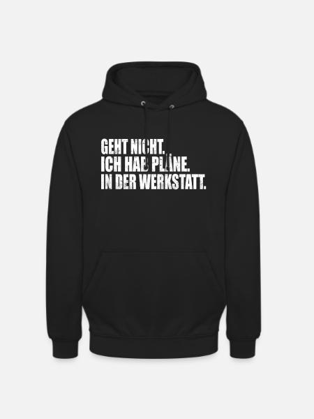 Pläne in der Werkstatt - Unisex Hoodie - Schwarz