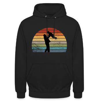 Vater und Tochter - Unisex Hoodie - Schwarz - Vorne - Alina (178cm) & Michal (187cm)