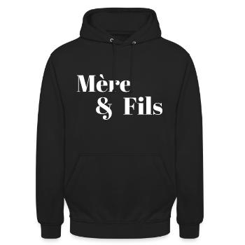 Mère et fils - fils et mère - Sweat-shirt à capuche unisexe - noir - Devant - Alina (178cm) & Michal (187cm)