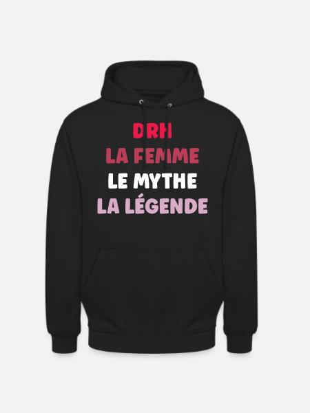 Drh - Sweat-shirt à capuche unisexe - noir