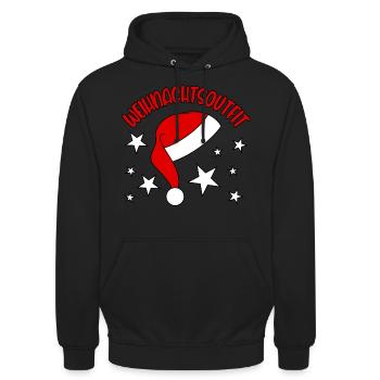 Weihnachten 2026 Outfit rot Weihnachtsoutfit 2026 - Unisex Hoodie - Schwarz - Vorne - Alina (178cm) & Michal (187cm)