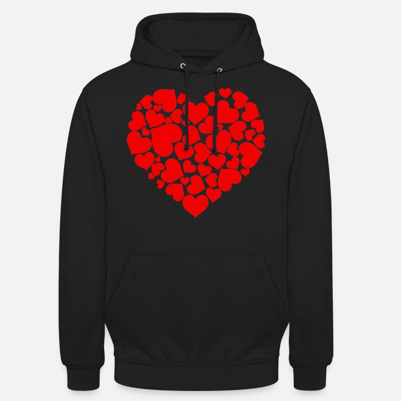 Hjerter Hjerte Hjerte Form - Hættetrøje unisex - sort
