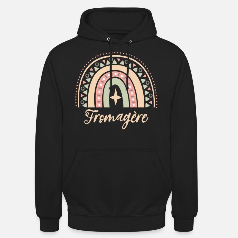Cadeau Fromagère. Boho Rainbow fromagère. - Sweat-shirt à capuche unisexe - noir