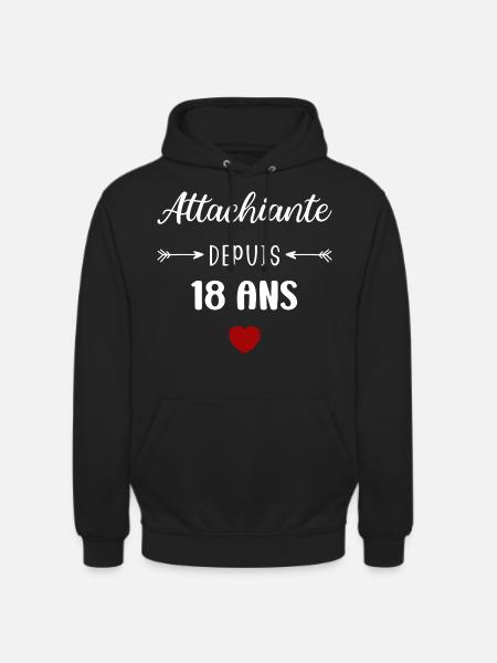 Attachiante depuis 18 ans - Sweat-shirt à capuche unisexe - noir
