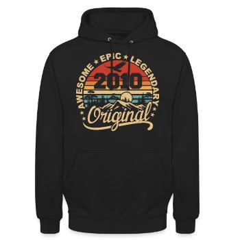 Original 2010 Retro 2010 Geburtstagsgeschenk 2010 - Unisex Hoodie - Schwarz - Vorne - Alina (178cm) & Michal (187cm)