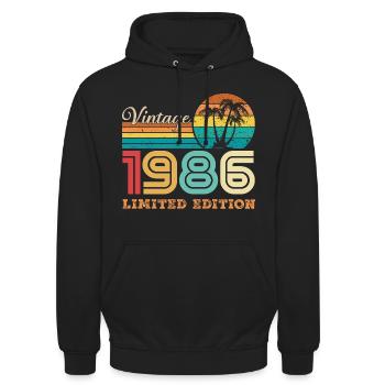 1986 Vintage Retro 1986 Geburtstagsgeschenk - Unisex Hoodie - Schwarz - Vorne - Alina (178cm) & Michal (187cm)