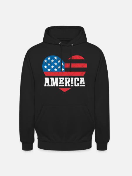 America Flag Heart - Unisex Hoodie - black