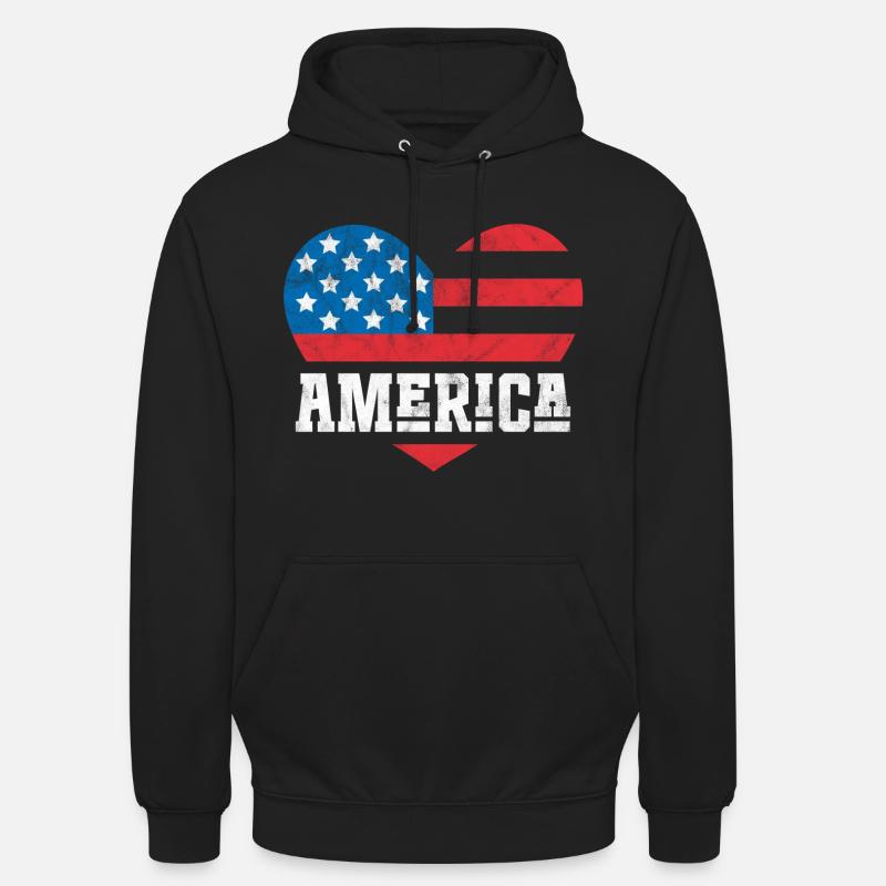 Drapeau de l’Amérique Coeur - Sweat-shirt à capuche unisexe - noir