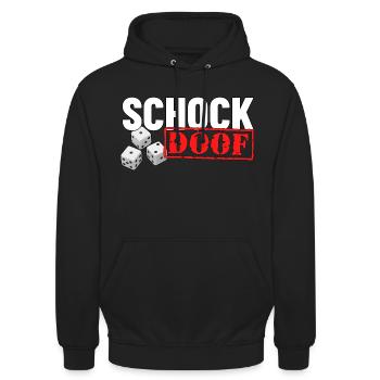 Schock DOOF Knobeln Schocken lustiges Geschenk - Unisex Hoodie - Schwarz - Vorne - Alina (178cm) & Michal (187cm)