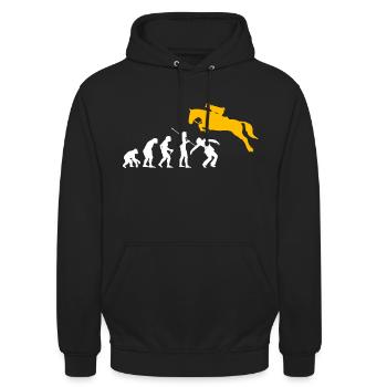 Funny Springreiten Pferd Reiter Pferd Springreiter - Unisex Hoodie - Schwarz - Vorne - Alina (178cm) & Michal (187cm)