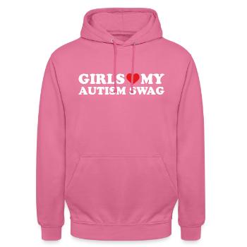 Girls Love My Autism Swag - Unisex Hoodie - pink - Front - Alina (178cm) & Michal (187cm)
