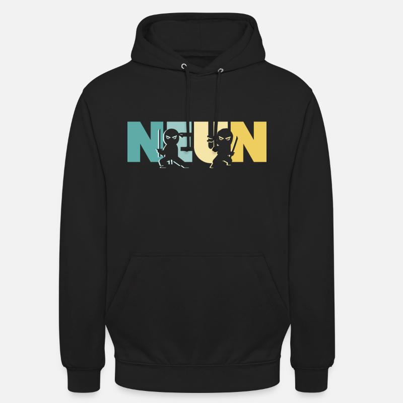 9. Geburtstag Junge 9 Jahre Kinder Ninja - Unisex Hoodie - Schwarz