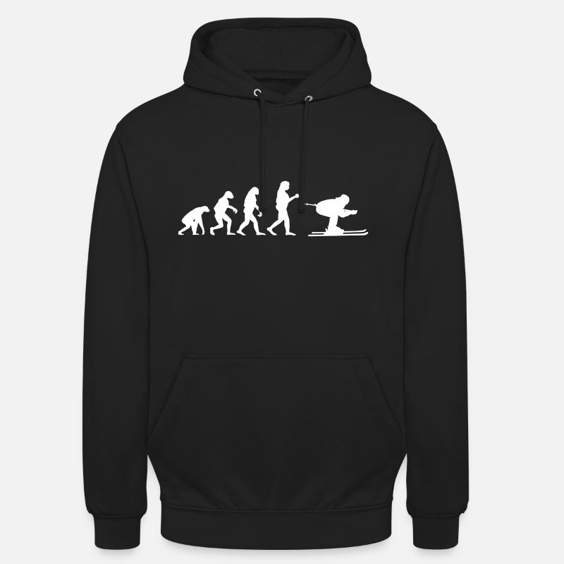Ski Skiing Evolution Skiurlaub Apres Ski Schnee - Unisex Hoodie - Schwarz