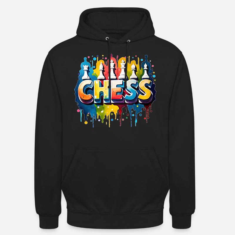 Echecs avec pièces, bordure blanche - Sweat-shirt à capuche unisexe - noir
