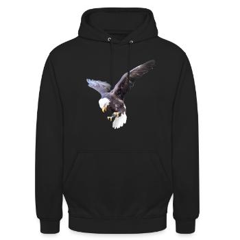 Adler im Sturzflug - Unisex Hoodie - Schwarz - Vorne - Alina (178cm) & Michal (187cm)