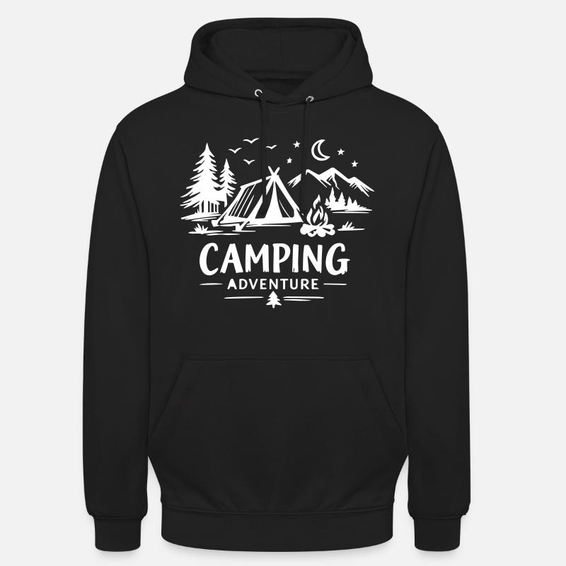Camping Aventure - Sweat-shirt à capuche unisexe - noir
