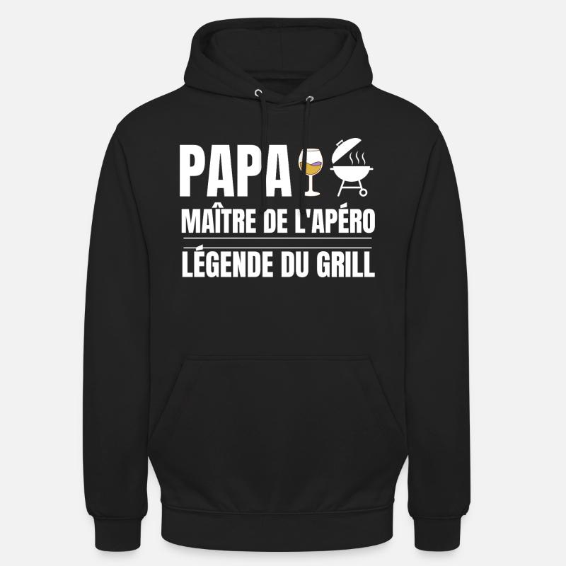 Papa Maître Apéro Gril Légende - Sweat-shirt à capuche unisexe - noir