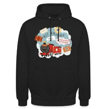 Harry Potter Hogwarts-Express Alle An Bord - Unisex Hoodie - Schwarz - Vorne - Alina (178cm) & Michal (187cm)