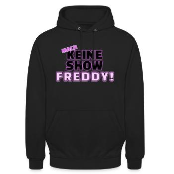 Keine Show Freddy - Unisex Hoodie - Schwarz - Vorne - Alina (178cm) & Michal (187cm)