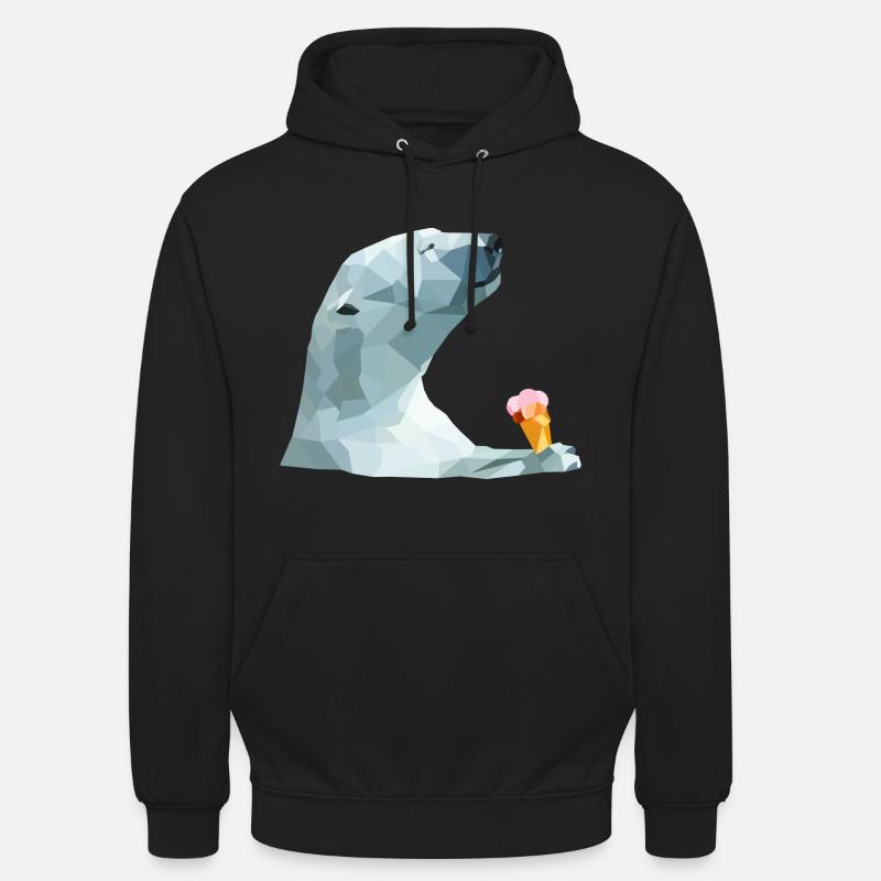 Ours polaire avec crème glacée. - Sweat-shirt à capuche unisexe - noir