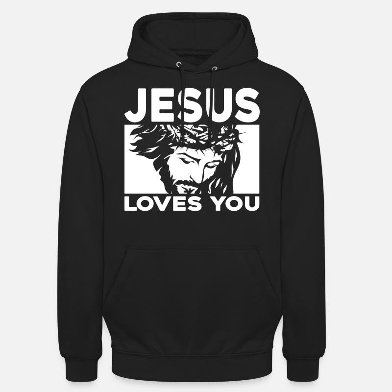 Jésus vous aime - Sweat-shirt à capuche unisexe - noir