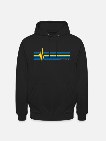 SWEDEN FLAG HEARTBEAT SCANDINAVIA SVERIGE - Unisex Hoodie - black