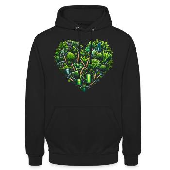 Pflanzengarten - Unisex Hoodie - Schwarz - Vorne - Alina (178cm) & Michal (187cm)