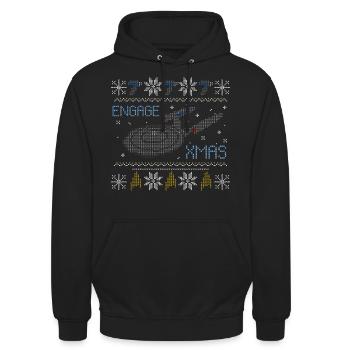 Star Trek Discovery Ugly X-Mas Engage - Unisex Hoodie - Schwarz - Vorne - Alina (178cm) & Michal (187cm)
