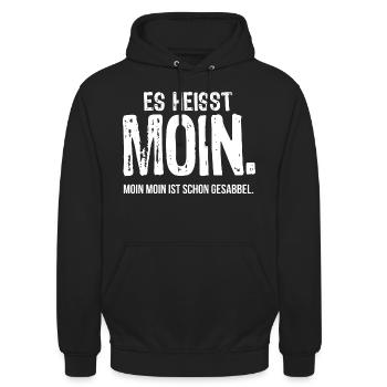 Es heißt Moin Rest ist nur Gesabbel - Unisex Hoodie - Schwarz - Vorne - Alina (178cm) & Michal (187cm)