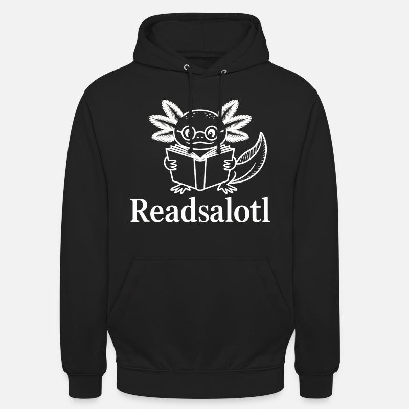Lineart Readsalotl Axolotl Lecture - Sweat-shirt à capuche unisexe - noir