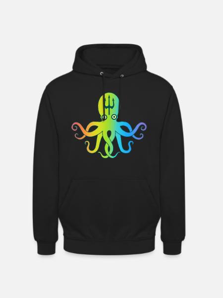 Mehrfarbiger Oktopus - Unisex Hoodie - Schwarz
