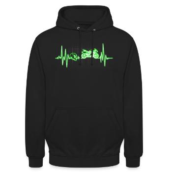 Herzschlag Motorrad - Unisex Hoodie - Schwarz - Vorne - Alina (178cm) & Michal (187cm)