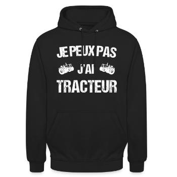 Je peux pas j ai tracteur - Sweat-shirt à capuche unisexe - noir - Devant - Alina (178cm) & Michal (187cm)