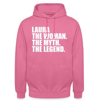 Woman Mythos Legende Name Laura - Unisex Hoodie - Pink - Vorne - Alina (178cm) & Michal (187cm)