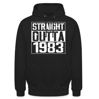 Straight Outta 1983 Retro 1983 Jubiläumsgeschenk - Unisex Hoodie - Schwarz - Vorne - Alina (178cm) & Michal (187cm)