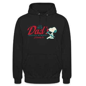 Peanuts Design Dad Mit Spruch Und Snoopy - Unisex Hoodie - Schwarz - Vorne - Alina (178cm) & Michal (187cm)