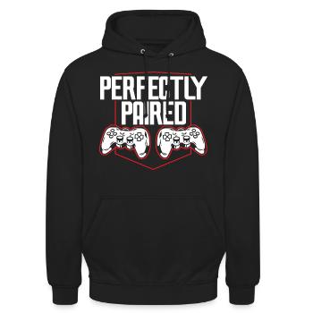 Valentinstag Gaming 14. Februar Videospiel - Unisex Hoodie - Schwarz - Vorne - Alina (178cm) & Michal (187cm)