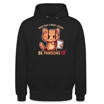 New Years Resolution is to Be Pawsome - Unisex Hoodie - black - Front - Alina (178cm) & Michal (187cm)