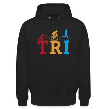 TRI Triathlon triathlete - Sweat-shirt à capuche unisexe - noir - Devant - Alina (178cm) & Michal (187cm)