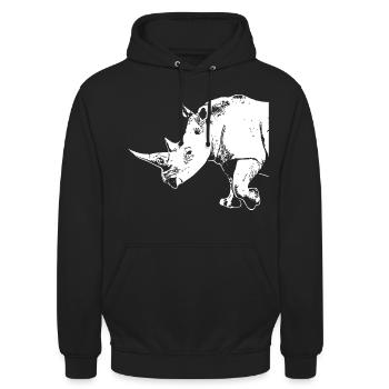 Rhino - Nashorn - Unisex Hoodie - Schwarz - Vorne - Alina (178cm) & Michal (187cm)