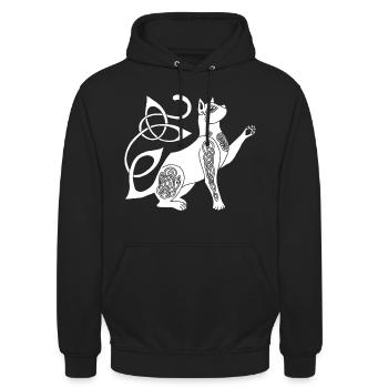Chat blanc celte - Sweat-shirt à capuche unisexe - noir - Devant - Alina (178cm) & Michal (187cm)
