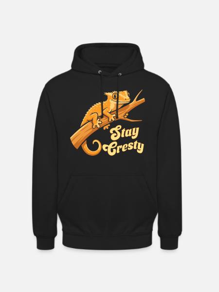 Crested Gecko Reptile Humor Lizard - Unisex Hoodie - black